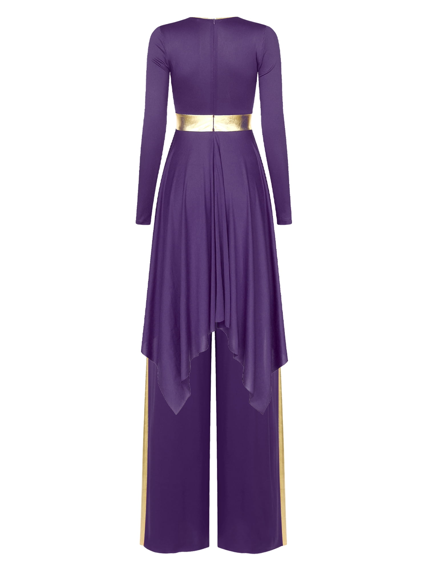 purple and gold praise dance dresses YiZYiF Women Metallic Color Block Worship Overlay Tunic Wide-Leg Pants Set XXL Pakistani wedding dresses
