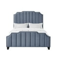 thumbnail image 2 of Inspired Home Mallorie Velvet Sky Blue Upholstered Bed, Queen, 2 of 9