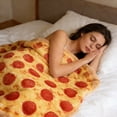 thumbnail image 4 of Pizza Blanket Double Sided Adult Size Red Pepperoni Realistic Food Cheese Fluffy Throw Blankets Flannel Funny Novelty Present 31.5 Inches Round Lightweight, 4 of 4