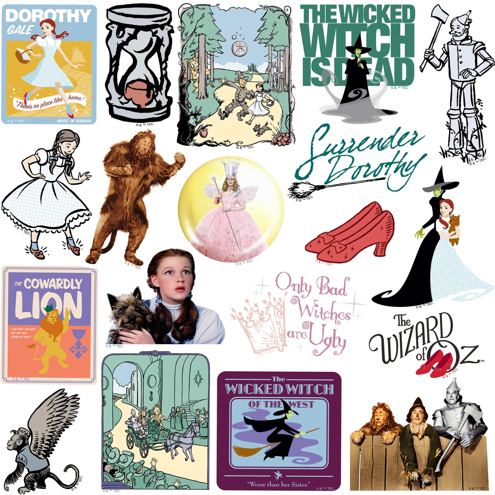 The Wizard of Oz 100ct Vinyl Large Deluxe Stickers Variety Pack  Dorothy, Wicked Witch, Yellow Brick Road, Emerald City & Classic Film Artwork, Laptop, Water Bottle, Scrapbooking, Indoor/Outdoor