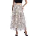 thumbnail image 3 of Tulle Skirts for Women Elastic High Waist Pleated Midi Skirt Layered Polka Dots Print Skirt Mesh A-Line Swing Skirt, S-2XL, 3 of 7