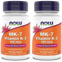 Now Supplements, MK-7 Vitamin K-2 100 mcg, Cardiovascular Support*, Supports Bone Health*, 180 Veg Capsules (Pack of 2)