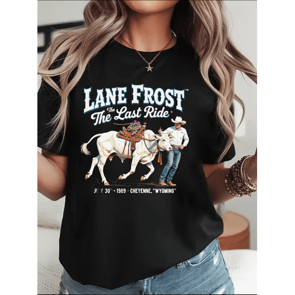 Lane Frost The Last Ride Rodeo Graphic Vintage Western Rancher Apparel Unisex T-Shirt V15885, up to Size 5XL
