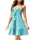 thumbnail image 4 of mfyjkho Vestidos para mujer, Vestido informal de verano para mujer, color liso, con escote en V y volantes, con tirantes finos Vestidos festivos para mujer xxl, 4 of 9