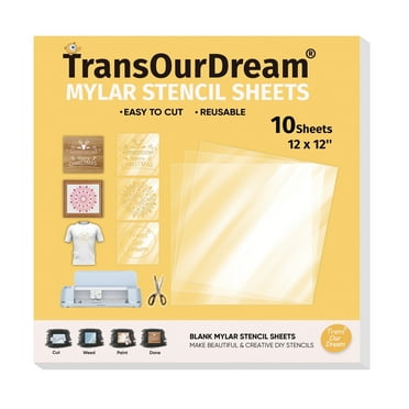 TransOurDream Easy Cut Stencils for Crafts (12"x12", 10 Sheets) Reusable Acetate Mylar for Vinyl Cutting Plastic Blanks Sheets for Spray Painting, Drawing (PET-10)