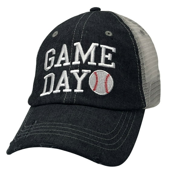Cocomo Soul Game Day Baseball Mom Embroidered Mesh Trucker Style Hat Cap Baseball MOM Gift Mothers Day Dark Gray