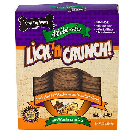 Three Dog Bakery Lick'n Crunch, All-Natural Sandwich Cookie Treats for Dogs Peanut Butter 13.0 oz. (Pack of (Best Bakery In Vienna)