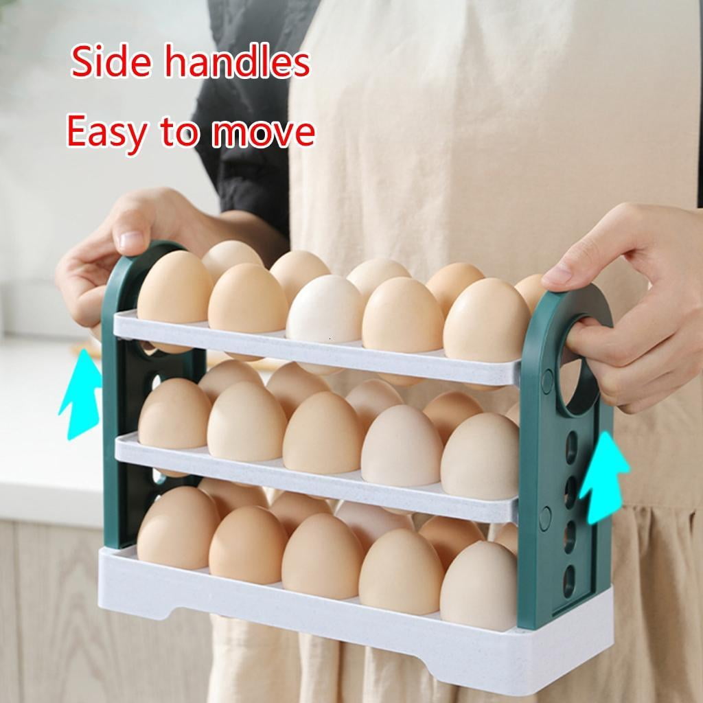 Egg Holder for Refrigerator 3-Layer Flip Egg Holder Egg Storage Container Stackable Egg Organizer for Refrigerator Store