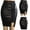 Black#51, variant on Wowcloth High Waist Leather Bandage Skirt for Women Sexy Knee Length Hip Split Design Stylish Ladies Skirt for Night Out
