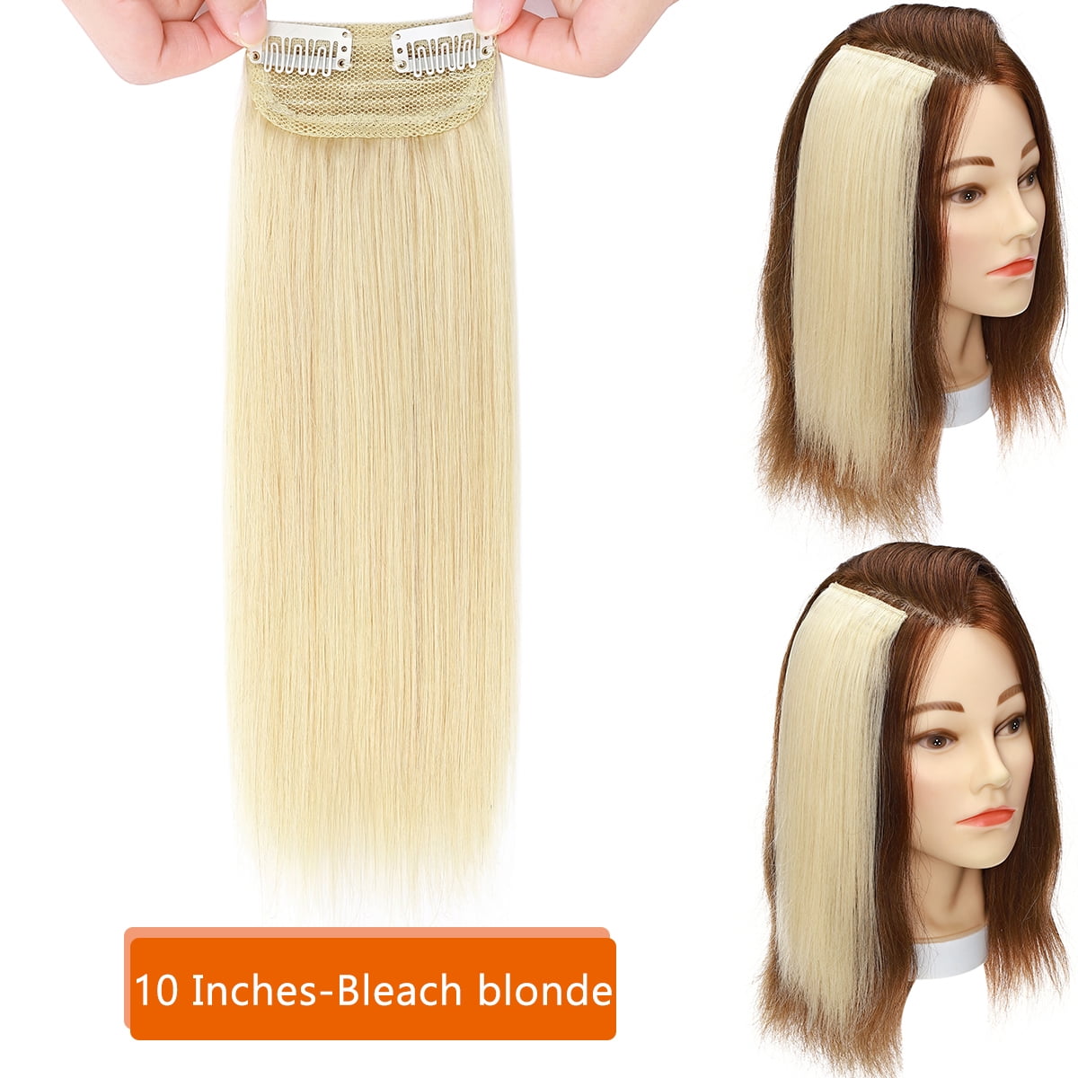 SEGO Thick Clip in Mini Human Hair Extensions for Women Adding Hair Volume Seamless Short Straight Clip in Human Hair Pad Hairpieces Topper for Thinning Hair