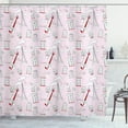 thumbnail image 1 of Ambesonne Paris Shower Curtain, Violin Eiffel Cat Bow Tie, 69"Wx75"L, Pale Pink Scarlet White, 1 of 3
