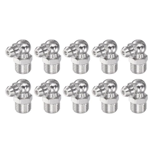 Accesorios de accesorio de grasa hidráulica Uxcell de acero inoxidable 304 de 90 grados con rosca M10 x 1 mm, 10 piezas