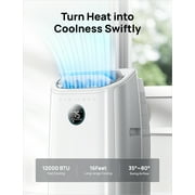 DREO 12,000 BTU ASHRAE (8,000 BTU DOE) Portable Air Conditioners, Covers up to 350 sq. ft., Drainage-free Cooling, 46dB Quiet, APP/Voice/Remote, 24h Timer with Fan & Dehumidifier, Smart AC for Room