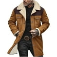 thumbnail image 2 of Men's Vintage Suede Jacket Plush Collar Coats Faux Leather Jacket Men Zip Up Motorcycle Jacket Coats Retro Tops, 2 of 6