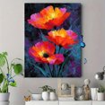 thumbnail image 4 of Fiery Abstract Floral Canvas Art, Bold Orange Red Flower Painting, Modern Expressionist Home Decor, 4 of 8