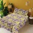 thumbnail image 2 of Ambesonne Banana Leaves Fitted & Flat Sheet with Shams 4 Pcs Set, Dreamy Leafy Pattern, King, Avocado Green and Mauve, 2 of 5