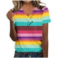 thumbnail image 2 of Fiudx Liquidación de Ahorros de Verano Top de Primavera/Verano de Manga Corta Informal de Moda con Cuello En V para Mujer, 2 of 4
