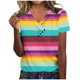 thumbnail image 2 of Fiudx Ropa de Mujer Top de Primavera/Verano de Manga Corta Informal de Moda con Cuello En V para Mujer, 2 of 4
