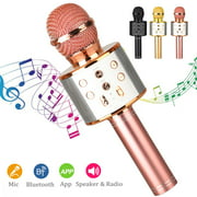 TSV Wireless Bluetooth Karaoke Microphone, Portable Handheld Microphone Music Player with Record Function, Portable Microphone for Kids Girls Boys and Adults, Compatible with Android & iOS Devices