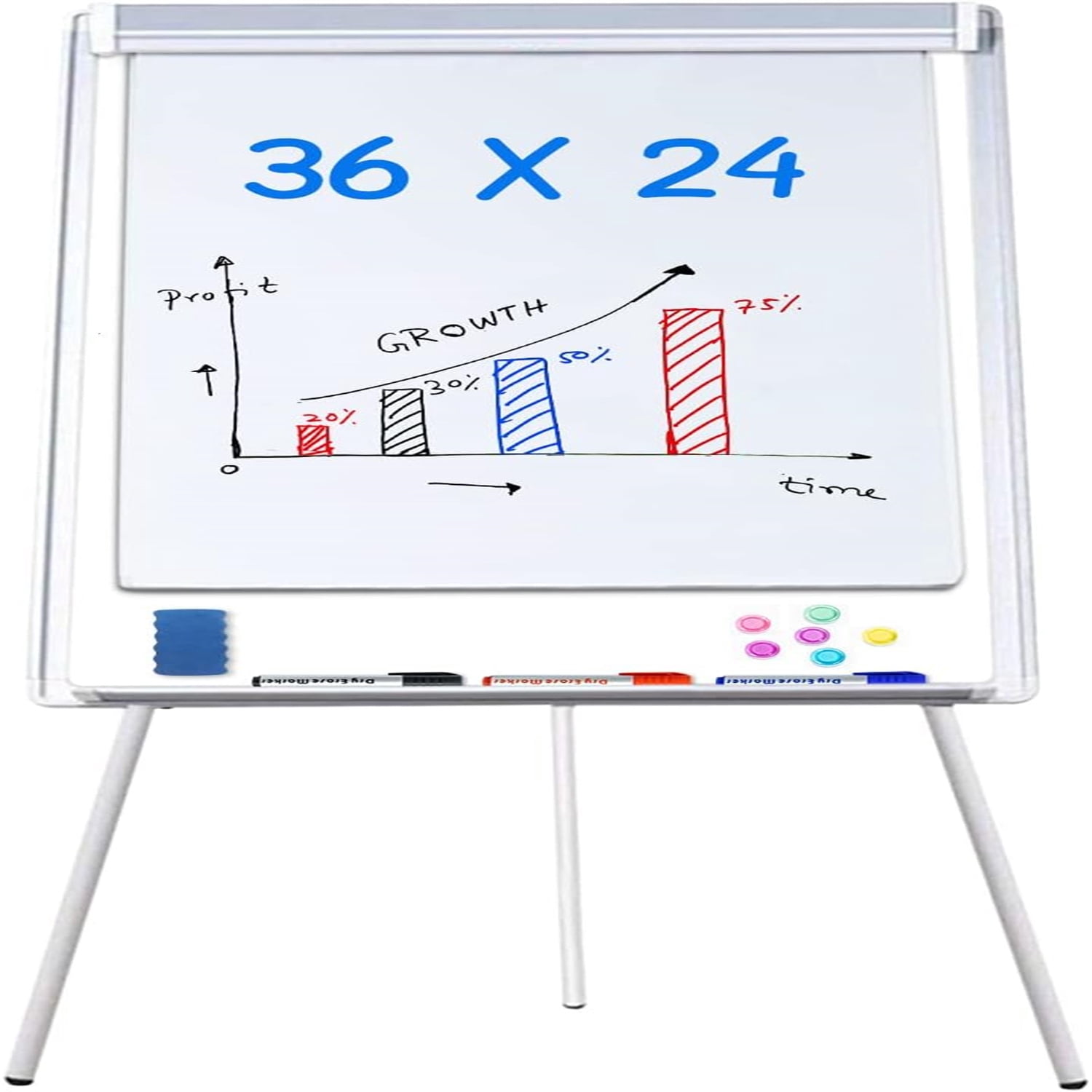 White Board - Magnetic Tripod Whiteboard Portable Dry Erase Board 36 x 24 inches