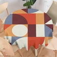 thumbnail image 2 of Abstract Geometric Tablecloth, Mid Century Nordic Modern Style Orange Blue Art Table Cloth Cover for Dining Room Party Outdoor Picnic Round(60x60in), 2 of 6
