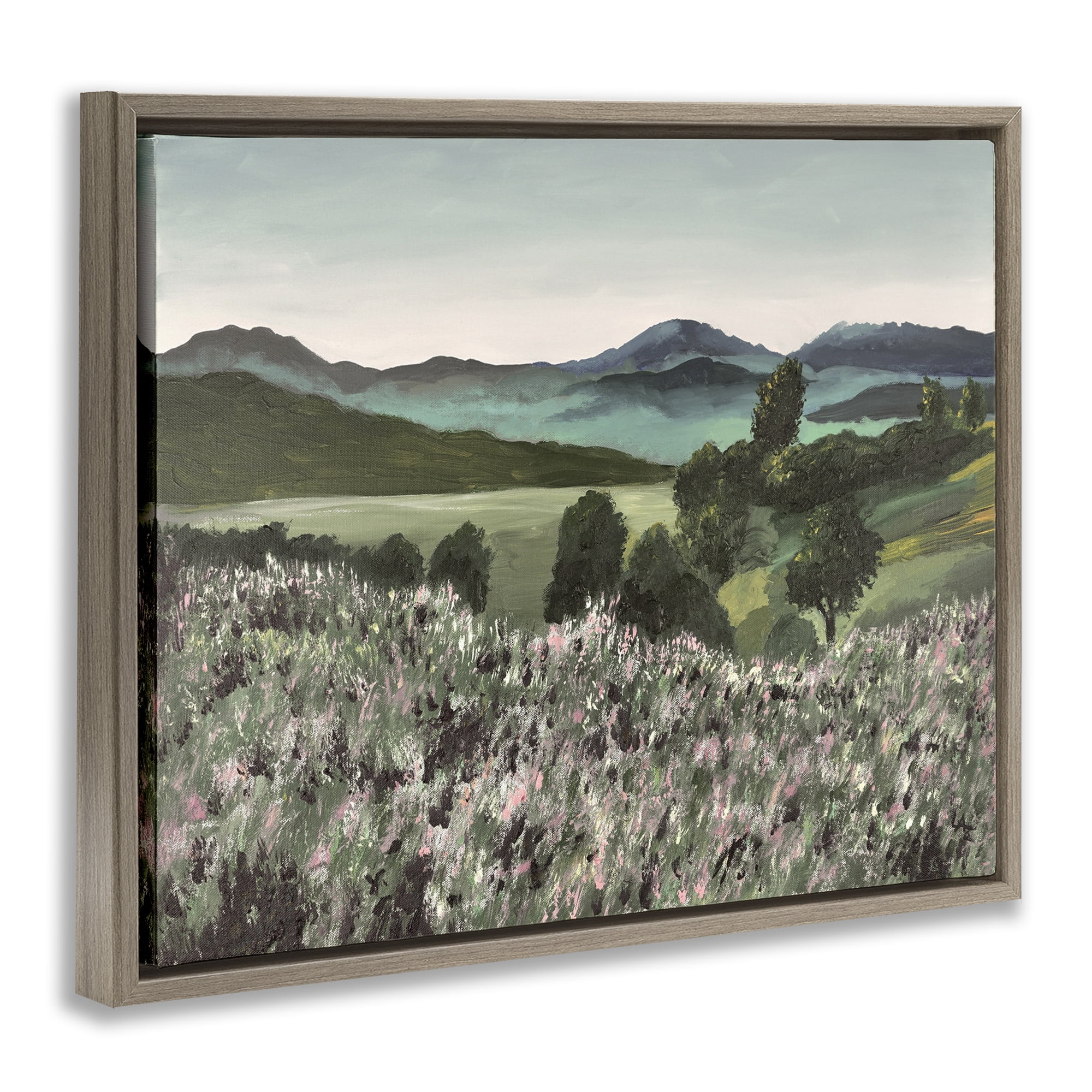 Stupell Industries Windblown Meadow Blooms Brown Framed Floater Canvas Wall Art, design by Lee Ann Zirbes