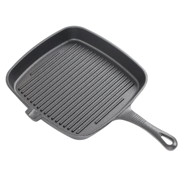 Quadrate Grill Pan, Ergonomic Iron Material Long Handle Convenient Pour Cast Iron Grill Pan For Home
