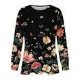 thumbnail image 4 of Enjoytime Womens Fall Winter Tops Casual Fashion Women Casual Long Sleeve Flower Print Round Neck Loose T-Shirt Blouse Gifts for Women, 4 of 5