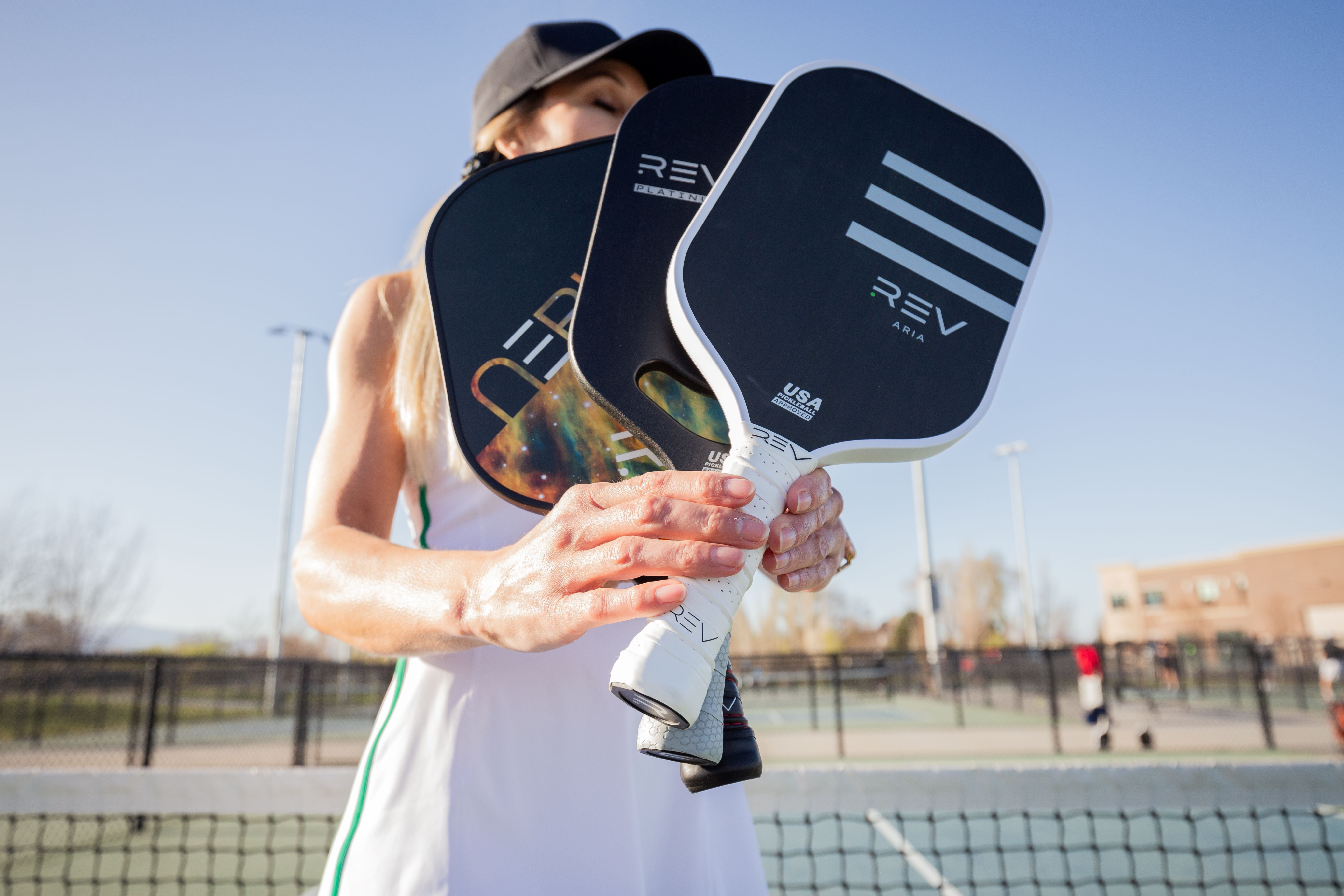 REV Aria Pickleball Paddle, Raw T700 Carbon Fiber Face, Polypropylene Honeycomb Core, 8oz
