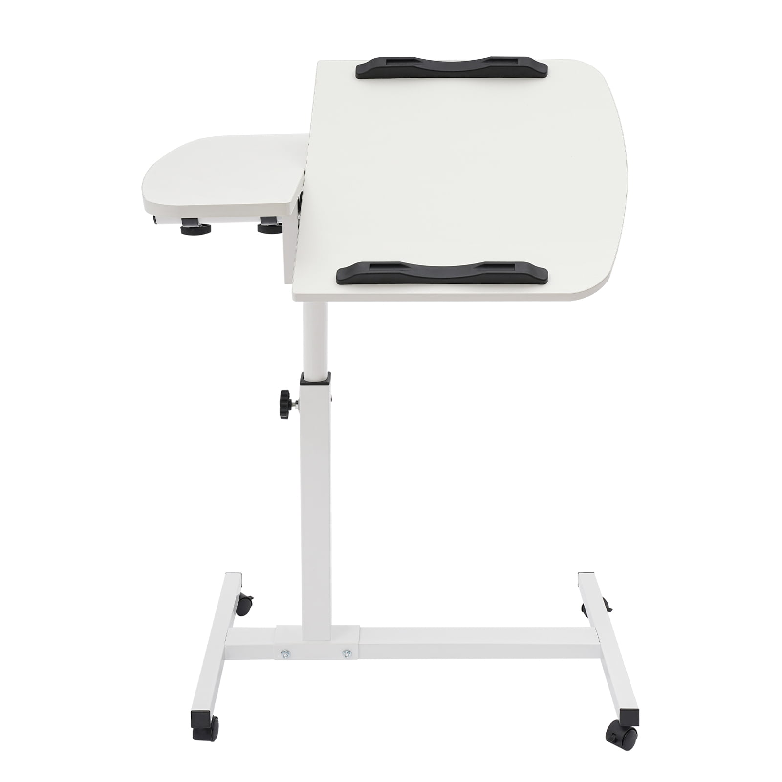 Ergonomic Laptop Stand Desk White - Height Adjustable Computer Table for Bed, Couch, Floor Use, Portable with Non-Slip Base & Cup Holder