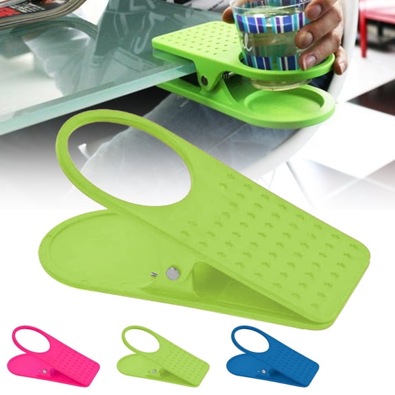 Dailihome Desk Edge Cup Holder Clip Blue Portable Water Cup Hanger for Computer Desk and Table Anti-Spill Coffee Mug Holder 1PC