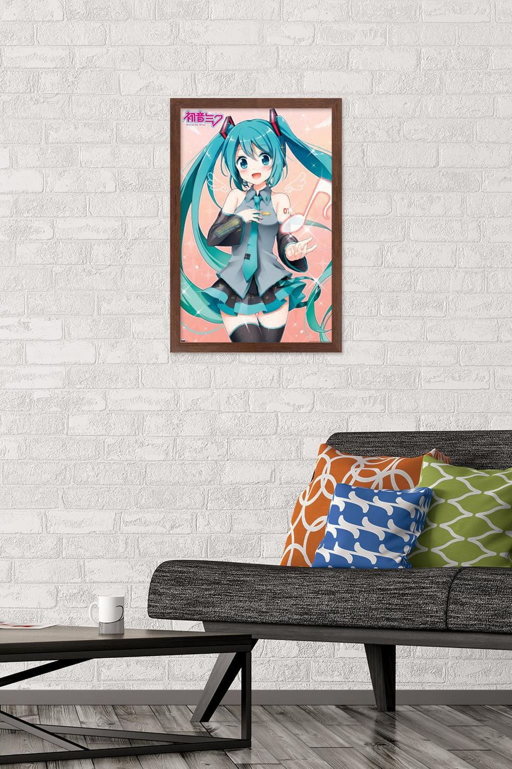 Hatsune Miku - Music Note Wall Poster with Push Pins, 14.725" x 22.375"