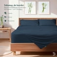 thumbnail image 2 of Juego de Sábanas de Bambú Dreamlab, Ropa de Cama Ultra Suave, Fresca, Hipoalergénica, Ecológica, Sábanas Individuales de Bambú, Color Azul Noche, 2 of 11