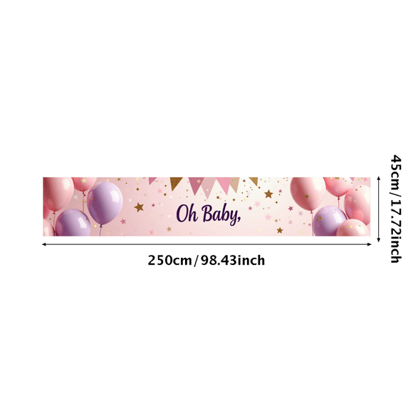 Décor de Fête Ballon Rose Doré Oh Baby Décoration Pastel Bannière de Baby Shower Fond Polyvalent Célébration Événement Décor Annonce d'Anniversaire Fête