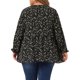 thumbnail image 3 of Blusa de gasa casual de media placket con cuello en V floral para mujer de tallas grandes Agnes Orinda negra 4X, 3 of 7