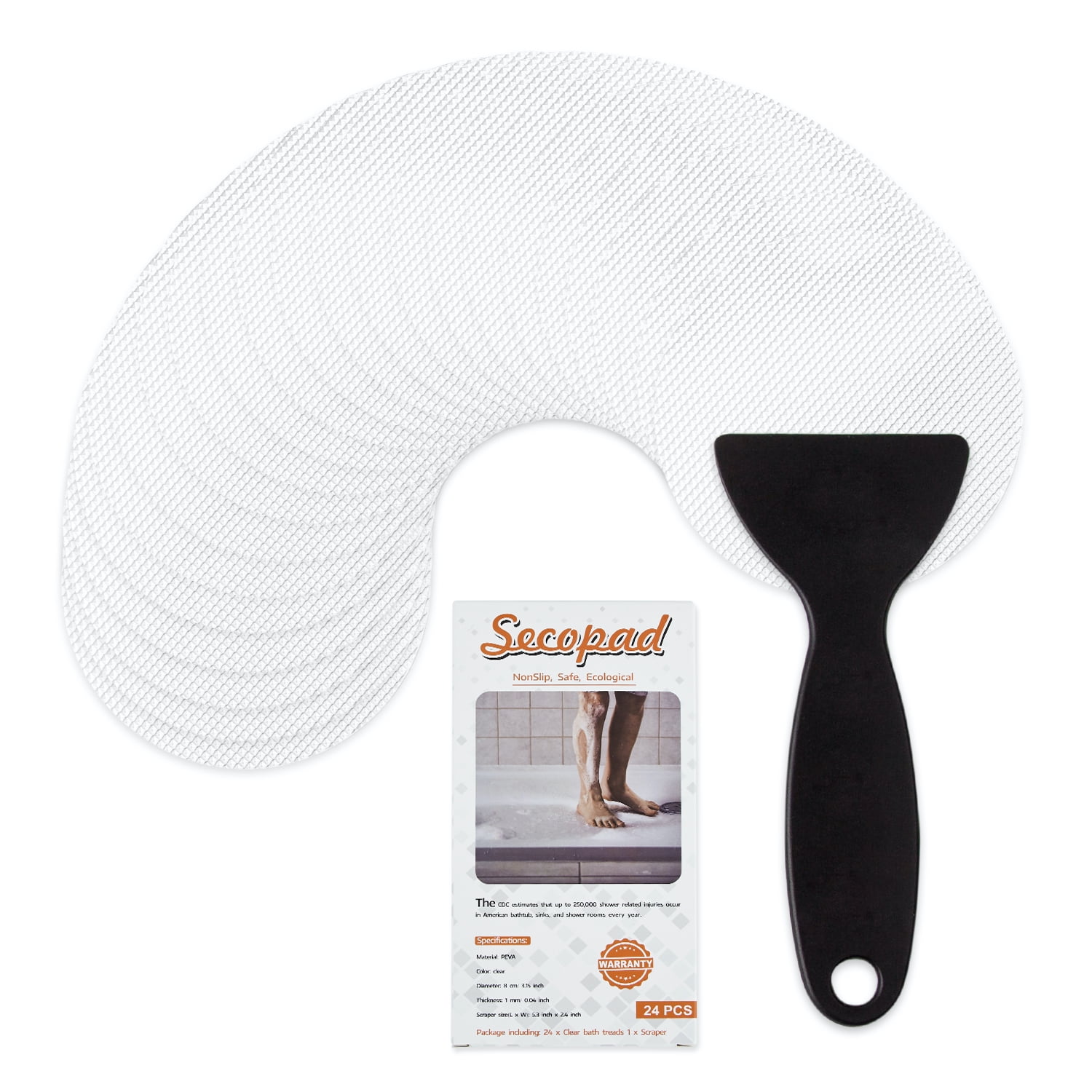 Secopad NonSlip Bathtub Stickers, 24 PCS Safety Bathroom Tubs Showers