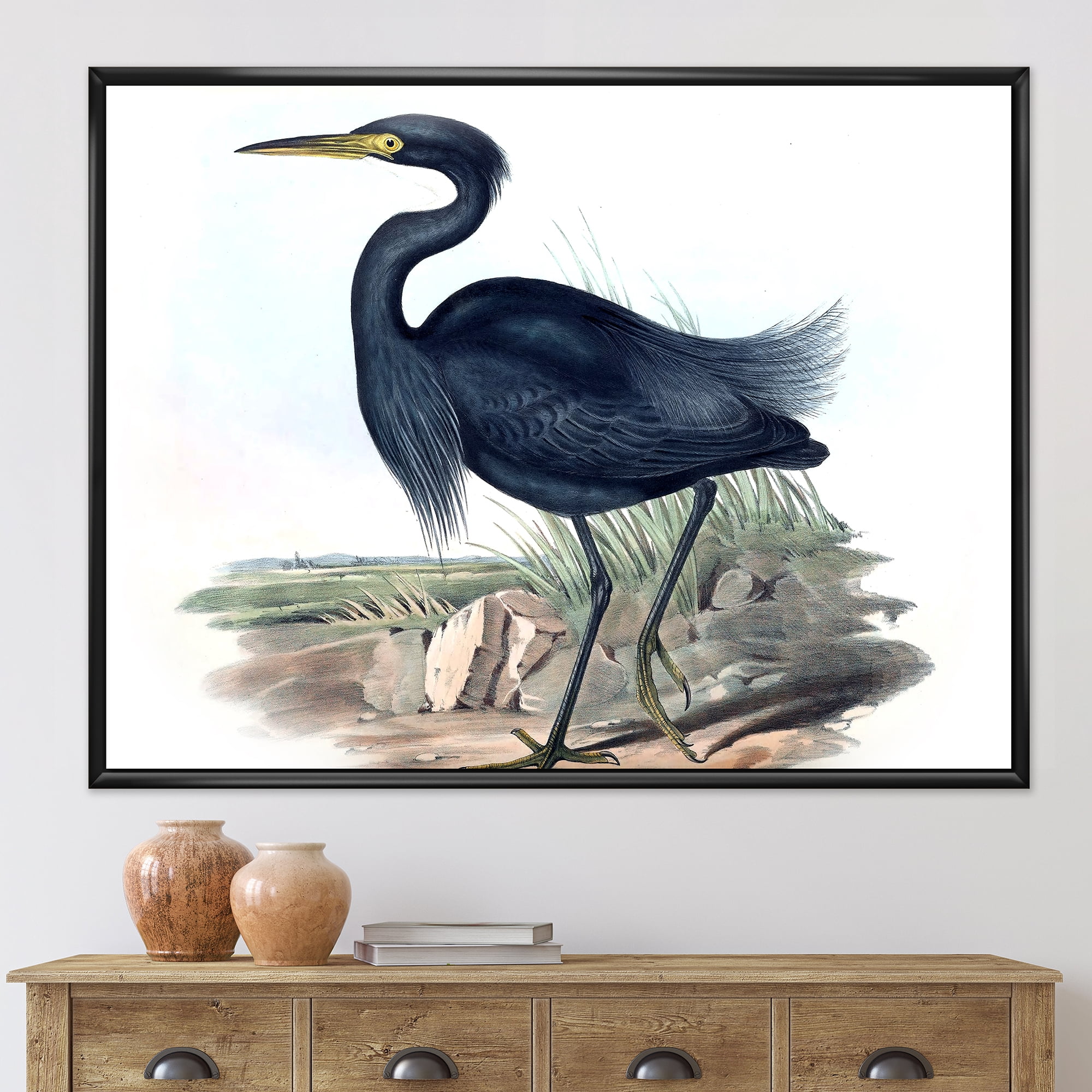 Designart 'Ancient Australian Birds III' Traditional Framed Canvas Wall Art Print