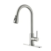 Clearance! Single Handle High Arc Brushed Nickel Pull Out Kitchen Faucet,Single Level Stainless Steel Kitchen Sink Faucets with Pull Down Sprayer