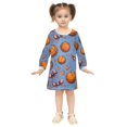 thumbnail image 2 of Girls' long-sleeved dress Basketball Bow Girls' A-line dress with ribbed cuffs Soft and comfortable, 2 of 6