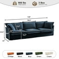 thumbnail image 3 of 120" Upholstered Chenille 3 Seater Cloud Deep Seat Sofa, Slipcovered Sectional Couch with Removable Covers for Living Room,Blue, 3 of 13