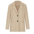 thumbnail image 4 of YUGYXL Casual Blazer Jacket for Women Soft Woolen Long Sleeve Professional Suit Jackets Notch Lapel Work Office Blazers Winter Solid Open Front Cardigan Gift for Girlfrind Khaki,XL, 4 of 6