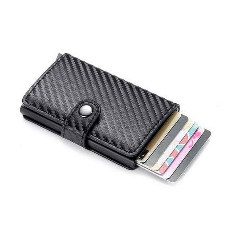 Slim Wallet For Men With Money Clip ,pop Up Wallet Blocking Aluminum  Automatic Credit Card Holder Case Minimalist Leather Smart Wallet