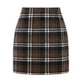 thumbnail image 2 of Qwertyu Plaid Pencil Skirts for Women High Waist A Line Slim Fit Mini Skirt Trendy Casual Stretch Short Workwear Skirts Coffee L, 2 of 5