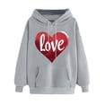 thumbnail image 2 of SOOMLON Valentines Day Hoodies Women Lover Valentines Gift Plus Size Loose Long Sleeve Crewneck Sweatshirts Tops Cute Heart Print Pullovers Shirts Trendy Holiday Outfits 2025 Gray XL, 2 of 5