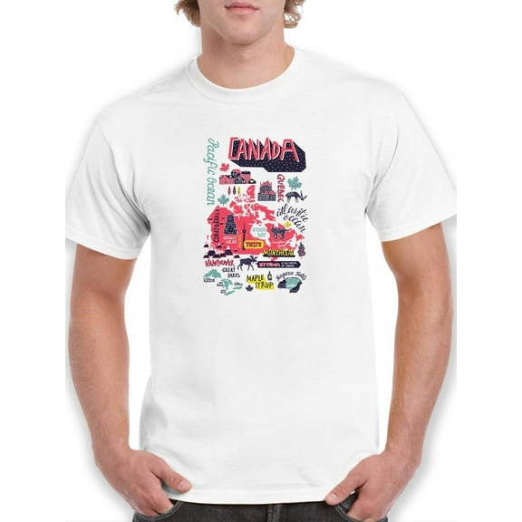 Canada Tourist Map T-Shirt Men -Image by Shutterstock, Male XX-Large
