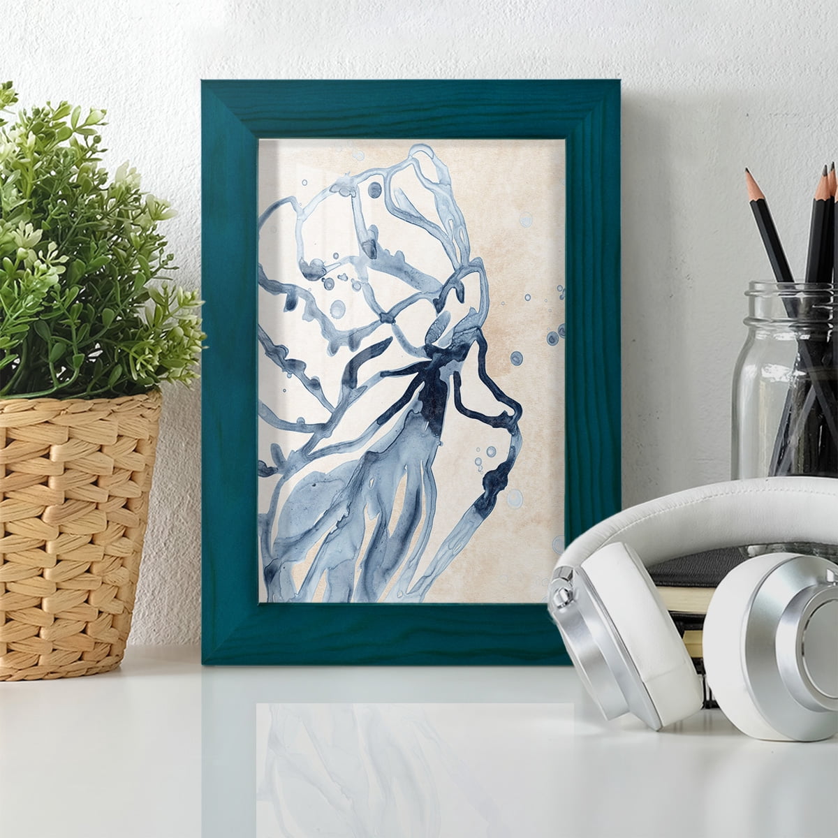 Water Shells I - Framed Print w/glass - Ocean Blue