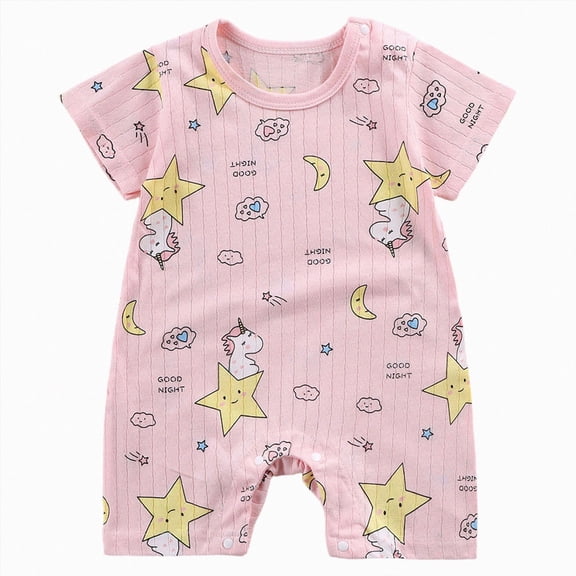Sopiago Baby Clothes Boy Summer Baby Boy Short Sleeve Jumpsuit Romper One Piece Clothes 0 3 6 9 12 18 24 Months Baby Boys' Clothing Sets Light Pink,12-18 Months