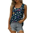 thumbnail image 5 of JINMGG Women's Fashion Prinded Square Neck Comfortable Loose T-Shirt Sleeveless Blouse Casual Tops Dark Blue S, 5 of 5