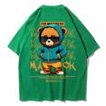 thumbnail image 1 of Camiseta de algodón con estampado de oso para hombre, Tops holgados con cuello redondo, ropa informal cómoda y transpirable de gran tamaño para mujer, 1 of 5