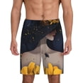 thumbnail image 3 of Lsque Elegant Lady With Hat Mens Sleep Pajama Shorts,Short Pajama Pants, Cotton Ultra-Soft Knit-Large, 3 of 9